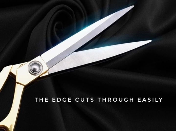 scissors-stainless-steel-กรรไกรสแตนเลสตัดผ้า-ด้ามทอง-ขนาด-9-5-กรรไกร-กรรไกรตัดผ้า-กรรไกรสแตนเลส-กรรไกรแบบโค้ง-กรรไกรตัดผ้าคม-กรรไกรแบบพกพา