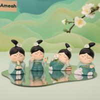 AMEAH ของขวัญสุดสร้างสรรค์1ชิ้นอุปกรณ์ตกแต่งภายในรถยนต์ Hanfu เด็กผู้หญิงตุ๊กตาอุปกรณ์เสริมรถยนต์รูปปั้นตุ๊กตาขยับแขนขาได้เรซินแผงหน้าปัดรถยนต์ของเล่นโมเดล Hanfu เด็กผู้หญิง