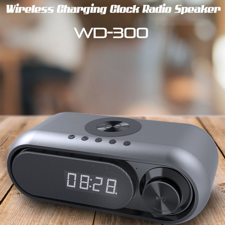 WD-300 Đồng Hồ Báo Thức Radio Đa Chức Năng Loa Bluetooth Màn Hình Kỹ Thuật  Số Sạc Không Dây QI 1800MAh FM DAB + Hỗ Trợ Radio Gắn Thẻ TF 