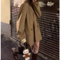 Spot parcel postZANZAN Xiao Qiu Su Li Cuff, Contrasting Colors Loose Suit Jacket Womens Autumn Niche Dad Suit 2023 Tide