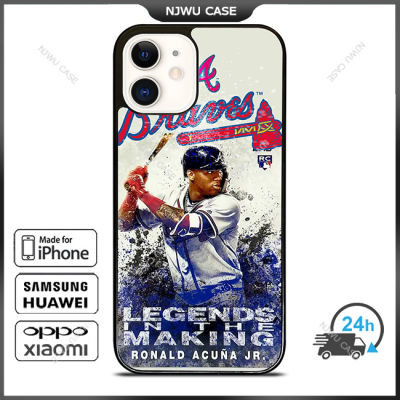 Ronald Acuna Jr Atlanta Braves Phone Case for iPhone 14 Pro Max / iPhone 13 Pro Max / iPhone 12 Pro Max / XS Max / Samsung Galaxy Note 10 Plus / S22 Ultra / S21 Plus Anti-fall Protective Case Cover