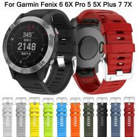 สายสายนาฬิกาสมาร์ทวอชซิลิโคนสำหรับ Garmin Fenix 6 6X Pro 5 5X Plus 7 7X ขนาด22 26มม.