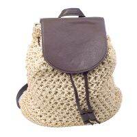 Summer Backpack Student with Straw Bag Travel Outing Crochet Paper Rope Backpack