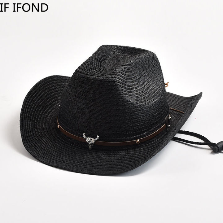 ฤดูร้อนใหม่หมวกฟางสำหรับผู้ชายผู้หญิง-western-คาวบอยหมวกกลางแจ้ง-beach-sun-หมวก-cowgirl-jazz-หมวก-sombrero-hombre