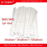 36values * 20 pieces = 720 pieces 0603 SMD Capacitor Assorted Kit 1pF 10uF Component Diy Sample Kit New And Original