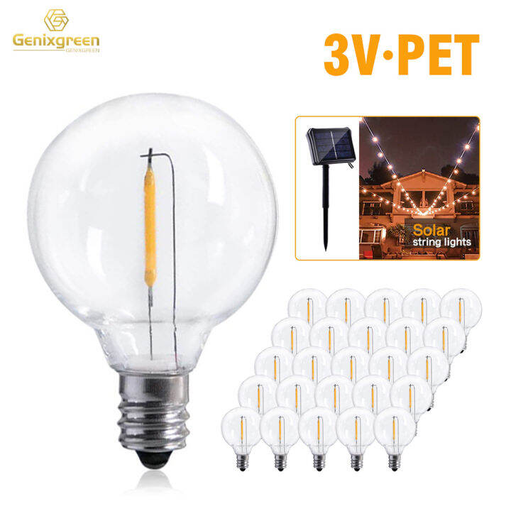 G40 LED Light Bulb E12 Base Plastic Filament Lamps 3V 0.5W Warm White ...