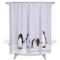 Winter Theme Animal Penguin Shower Curtain Home Bath Decorative Waterproof Polyester Fabric Bathroom Curtain