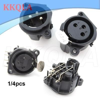 QKKQLA 1/4x 3Pin XLR Male Female Audio Panel Mount Chassis Connector 3 Poles XLR power Plug Socket Microphone Speaker Soldering Adapter