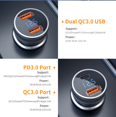Essager Mini 36W USB Car Charger Quick Charge 3.0 Charger สำหรับ 14 13 Samsung Xiaomi USB Type C Fast Charging Car Charger
