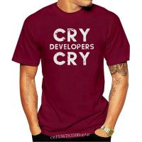 เสื้อยืดคอกลมcrew neckเสื้อยืด พิมพ์ลาย Cry Developers Cry Distressed สไตล์คลาสสิก สําหรับผู้ชายS-4XL  XUKQ