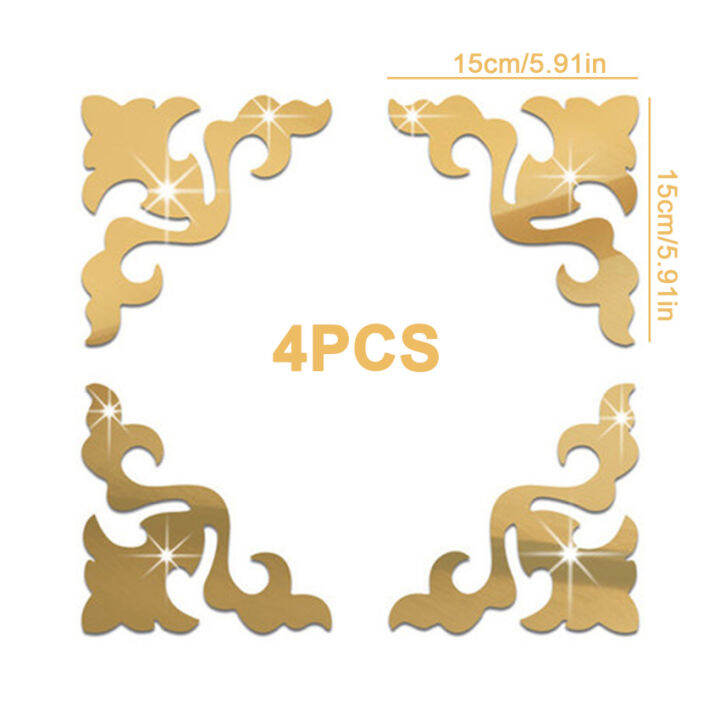 สติกเกอร์ติดผนังตกแต่งเฟอร์นิเจอร์4ชิ้น-ศิลปะการปะติดกระจกตู้เสื้อผ้าเฟอร์นิเจอร์กรอบลูกไม้แนวทแยงตกแต่งบ้านศิลปิน-diy-15-15ซม