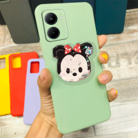 เคสโทรศัพท์ VIVO Y36เคส VIVO Y78 VIVO 5G เคสมือถือนิ่ม TPU ให้ความรู้สึกผิวสัมผัส VIVOY36 2023ปลอกซิลิโคนสีที่เรียบง่ายพร้อมที่ถือรูปการ์ตูนน่ารัก