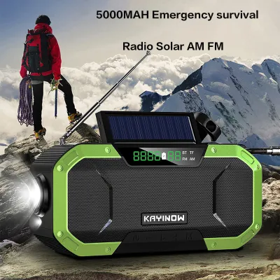 Portable Radio Survival Hand Crank AM FM SOS Emergency Radio Reading Lamp Flashlight Solar Charging 5000mAh For Phone