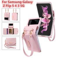 For Samsung Galaxy Z Flip 5 4 3 5G Case Lanyard Holster Card Case Handheld Wristlet Wallet Purse Cover For Galaxy Z Flip3 Flip4