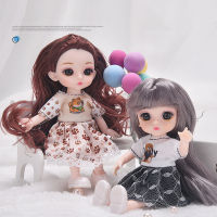 BJD Doll 16cm Ball Joints Dolls with Dressing Clothes Set Wig Makeup Handmade Gift for Girls Toys