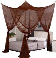 【LZ】♗  Big Mosquito Net Four Door King/Queen Size Bed Frame Canopy Beds Curtain Bed Tent Prevent Insect Palace White Bed Sexy Canopy