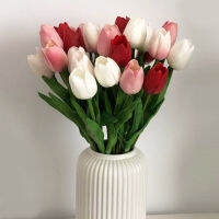 +10pcslot Real Touch Flowers Pu Tulips Artificial Bouquet Wedding Bridal Bouquet Decoration Flowers For Home Decor. ！