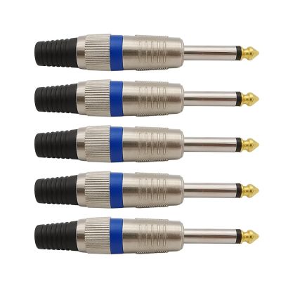 5Pcs 6.35mm 1/4 Male Plug Mic Plug Sophomore Core Soldering DIY Audio Guitar Cable Connector 6.35mm Mono Audio Connector
