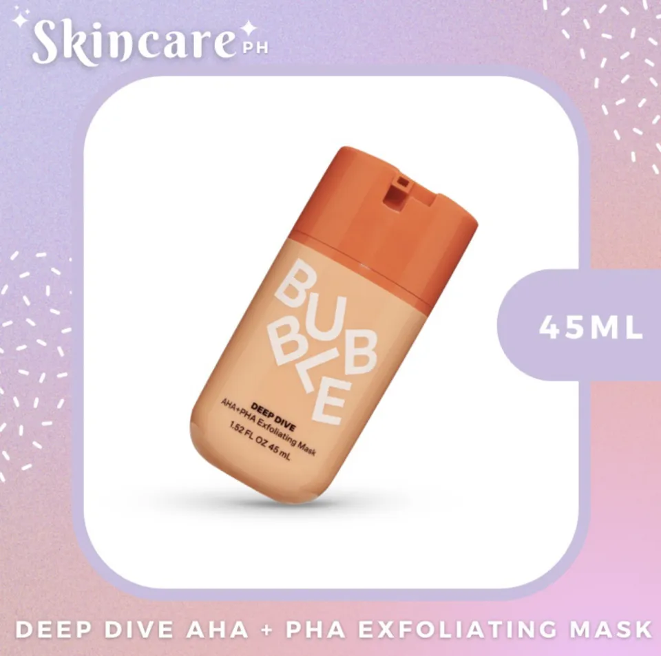 Bubble Skincare Deep Dive AHA + PHA Exfoliating Mask, All Skin Types,  Wash-off Mask, 1.52 fl oz / 45ml