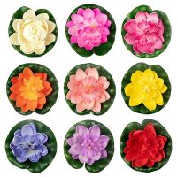 3/6/8pcs Artificial Floating Lotus Flowers Floating Pond Decor Realistic Foam Water Lily for Wedding Garden Fake Plants Decor