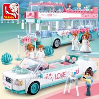 Princess Dream Romantic Wedding Party House Bus Friends Architecture Building Blocks Street View Kits Educational Toys For Girls