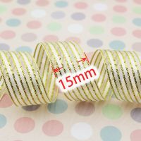 ；‘。、’ 15Mm  White Stripe Double  Organza Gift Packaging Rion High Quality Wedding Shiny Rions Handmade DIY Rion Crafts