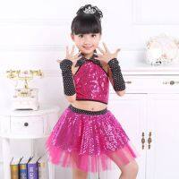 ✻❉ Children Sequin Jazz Dance Modern Dance Costume Fashion Latin Waltz Dancing Dress Stage Show Dresses Jazz Costumes For Girl