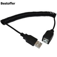 5Ft 1.5m USB 2.0 A Male Plug to USB B Female Jack Extension Coiled Spiral Cable