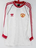 D70 MAN UTD AWAY WHITE 1990 แขนยาว LONG SLEEVED SIZE M RETRO FOOTBALL SHIRT SOCCER JERSEY