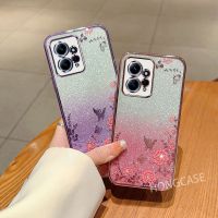 เคสสำหรับ Redmi Note 12 4G Note12 12S Pro Note12เทอร์โบ5G 2023ชุบเคสโทรศัพท์สวนลับไล่ระดับสีแววที่ชัดเจนป้องกันการตกหล่นแวววาว