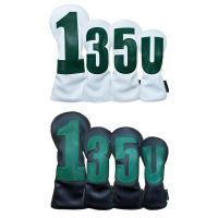 ❈ 4Pcs Golf Club Head Covers PU Leather Golf Club Covers Protector Anti Scratch Golf Headcovers ไม้ อุปกรณ์กอล์ฟ