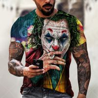 Joker Face 3D Print Mens T Shirt Clown Pattern Street Male Short Sleeve Tees Summer Casual All-Match Oversize T-shirts Unisex