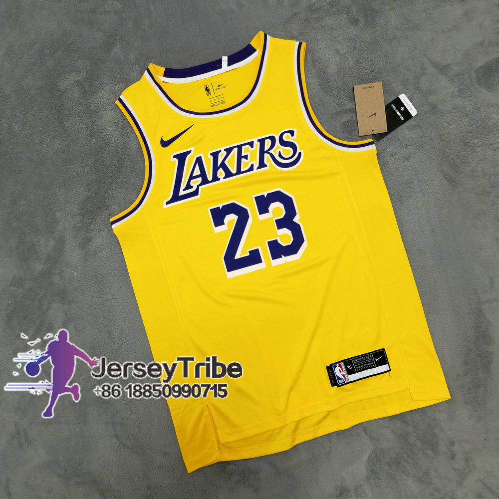 City Edition LeBron James #23 Los Angeles Lakers Basketball Jersey Yellow 