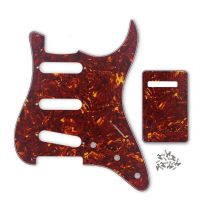 ชุดหมัดเต่าสีแดงไม่มีรูสกรู Pickguard กีตาร์ SSS และแผ่นหลังและสกรูสำหรับกีตาร์ไฟฟ้า ST