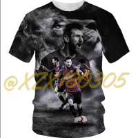 （xzx  31th）  (all in stock xzx180305)Summer New Lionel Messi 3D Printing T-shirt Mens and Womens Sports and Leisure Fashion Cool Round Neck Short-sleeved Shirt 02