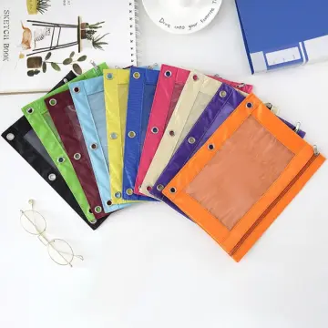 Mesh File Pouch Case, Zip Binder Pencil Bags With Rivet Enforced Hole 3  Ring