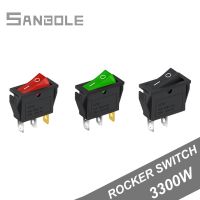 Rocker Switch Power Push Button electrical Ship Type with Lamp light 3 pins 16A/250VAC 20A/125VAC Red/Green/Black (10PCS)