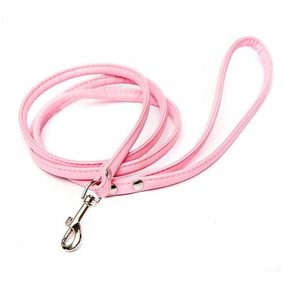 Pink leather leash for small dog cat pet 1cmX120cm