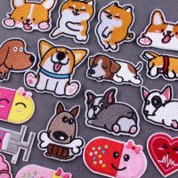 Cartoon Dog Patch Iron On Embroidered Patches On Clothes Stripes Cute Corgi Patches For Clothing Shiba Inu Badges On Backpack Haberdashery