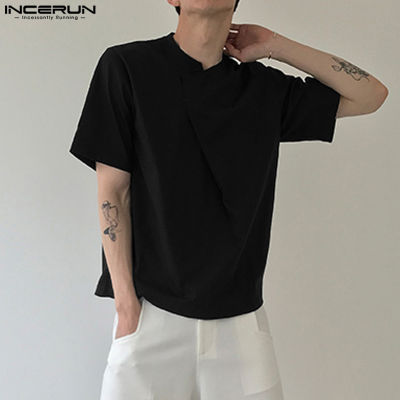 INCERUN เสื้อผู้ชายแขนสั้นออกแบบเฉพาะสำหรับผู้หญิง (สไตล์เกาหลี)