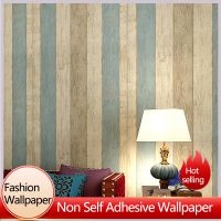 Blue Mediterranean Vertical Stripe Non-woven Wallpaper Home Decoration Wood Grain Wallpaper Room Decoration Wallpaper