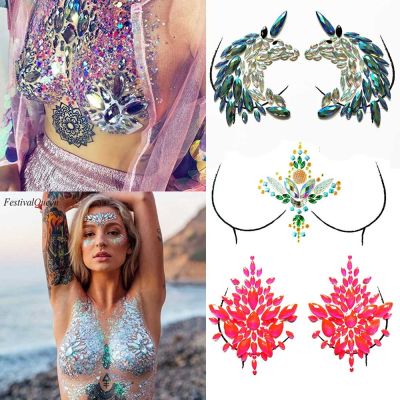 【YF】 Sexy Temporary Lady Tattoo Fake Sticker Chest Decoration Crystal Face Diamond Acrylic Rhinestone