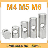 M5 M6 304สแตนเลส Cross Hole Barrel Nut Bolts ทรงกระบอก Pin Dowel ไม้เฟอร์นิเจอร์ฝังล็อคยาว Nut