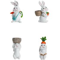 Easter Resin Decorations for Home Cute Rabbit Animal Figurines Miniature Tabletop Ornaments Statue Fairy Garden