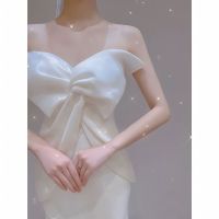 French light wedding dress 2023 new white fishtail high-end bride welcome yarn go out niche