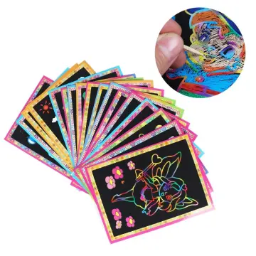 10pcs A4 FREE pen scratch paper rainbow art set card black scratch it off  paper crafts kid children drawing