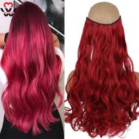 MANWEI Synthetic 24Inches Straight /Wavy hair Clip Hair Extensions red Tempreture Piece