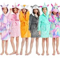 New Children Bath Robe Baby Towel Children Unicorn Hooded Bathrobe For Boys Girls Pajamas Winter Kids Sleepwear Long Sleeve Robe