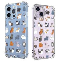 Cute Animal Cat Phone Case For IPhone 14 13 12 11 Pro X XS XR Max 7 8 Plus SE 2020 3 Mini Shockproof Soft Clear TPU Back Cover  Screen Protectors