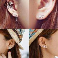 Ellastore Womens Asymmetric Leaf Ear Clip Drop Dangle Ear Cuff Stud Earrings